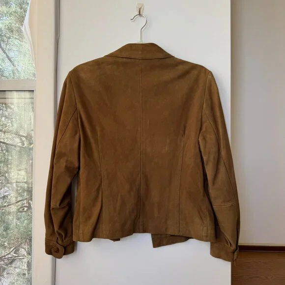 Vintage 90s Suede Leather Jacket Brown DAF David Fahner Medium - Picture 4 of 10